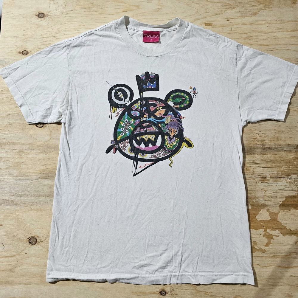 Mishka NYC Mens MNWKA White Cotton Short Sleeve Rare Tee Shirt Sz L Streetwear